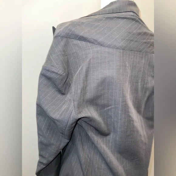 Vintage 90s Yohji Yamamoto Grey pinstriped Blazer Coat ASO Carolyn Bessette CBK - Picture 8 of 12